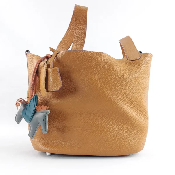 Brown Leather Picotin Style Handbag