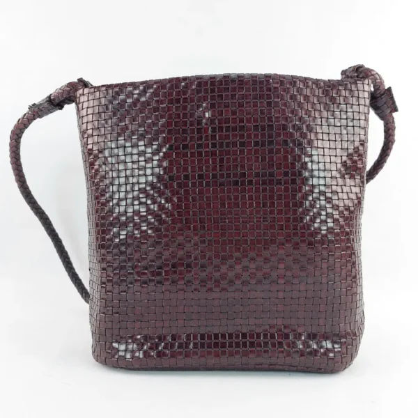 Brown Leather Woven Crossbody Bag